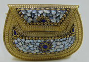 Golden shell nacre stone mosaic bag