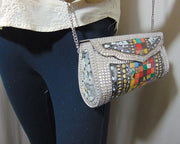 Golden shell nacre stone mosaic bag