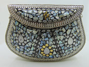 Golden shell nacre stone mosaic bag