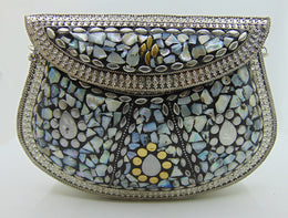 Golden shell nacre stone mosaic bag