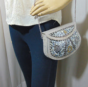 Golden shell nacre stone mosaic bag