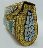 Golden shell nacre stone mosaic bag