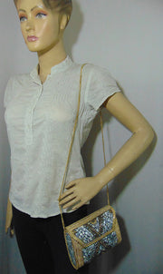 Golden silver shell nacre stone mosaic bag