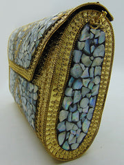 Golden silver shell nacre stone mosaic bag