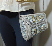 Golden silver shell nacre stone mosaic bag