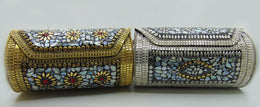 Cylinder Round Stone Metal bag clutch