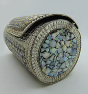 Cylinder Round Metal stud bag clutch