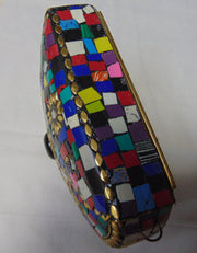Multicolor Evil Eye Mosaic Clutch Bag