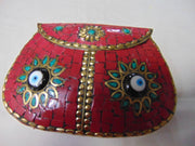 Women feg sui evil eye stone Mosaic Metal Bag