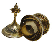 Embossed Cross Sign Metal Incense Burner Brass