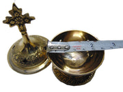 Embossed Cross Sign Metal Incense Burner Brass