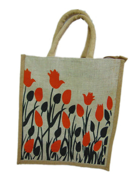 Floral Printed Jute Hand Bag(12