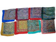 Assorted small flower print pure Silk square scarf