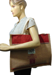 Two color Jute shopping Tote Bag