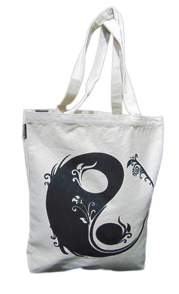 star & fish Print Heavy Canvas Shopping Bag
