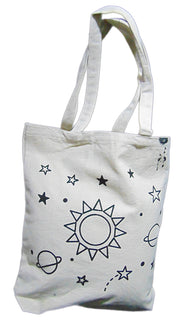star & fish Print Heavy Canvas Shopping Bag