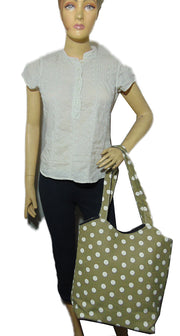 Small Polka-Dot Print canvasTote Bag