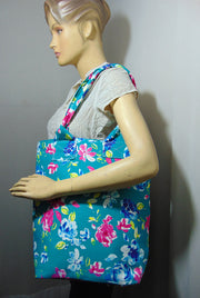 FlowerPattern cotton twill Beach bag