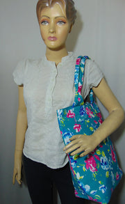 FlowerPattern cotton twill Beach bag