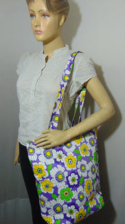 FlowerPattern Canvas Beach bag