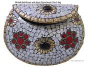 White & Red Mosaic Clutch Bag