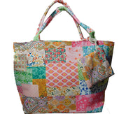 Digital print Assorted fabric Canvas Beach bag