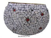 White & Red Mosaic Clutch Bag