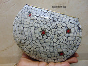 White & Red Mosaic Clutch Bag