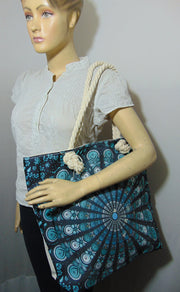 Mandla print Pattern Canvas Beach bag