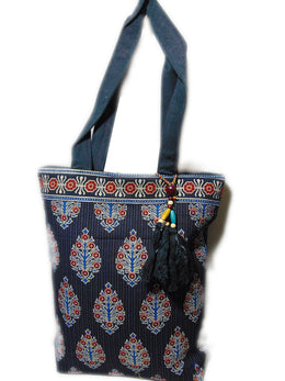 Block print Pattern Canvas Beach bag