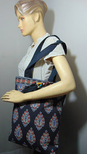 Block print Pattern Canvas Beach bag