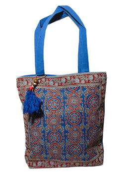 Block print Floral Pattern Canvas bag