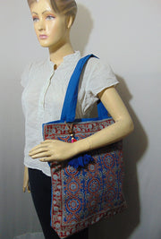 Block print Floral Pattern Canvas bag