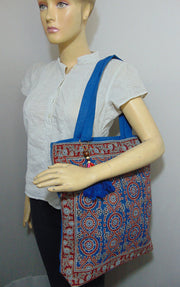 Block print Floral Pattern Canvas bag