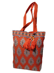 Block print Pattern Canvas Beach bag