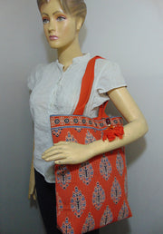 Block print Pattern Canvas Beach bag