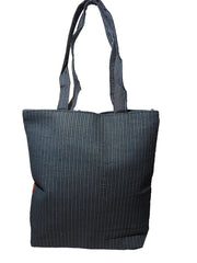 Hand embroidery stripe Cotton tote bag