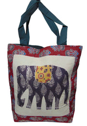 Ethnic elephant Patch Canvas tote bag