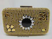 Golden Metal Sunflower design Clutch