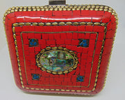 Red Handmade MOP bag Metal