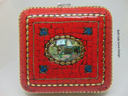 Red Handmade MOP bag Metal