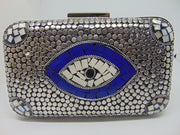 Rectangle Silver Eye Design Clutch