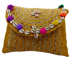 Hand woven Jute fiber clutch bag
