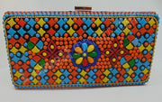 Multi color Resin Motif Clutch Bag