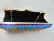 Multi color Resin Motif Clutch Bag