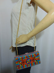 Multi color Resin Motif Clutch Bag