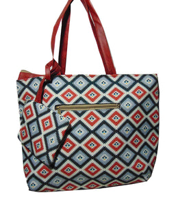 ikat print Canvas Beach bag