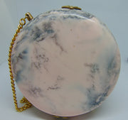 Marble Finish Resin Acrylic Round Box Clutch Purse