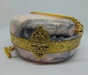 Marble Finish Resin Acrylic Round Box Clutch Purse