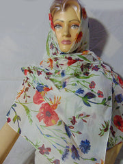Poly cotton flower print Hijab scarf